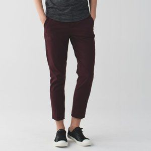 LULULEMON 8 &go City Trek Trouser Pants Zip Maroon